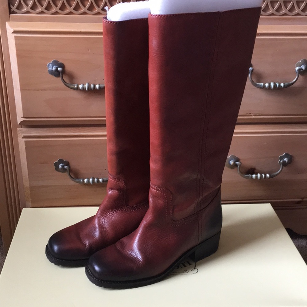 Lucky brand tall leather brown boots